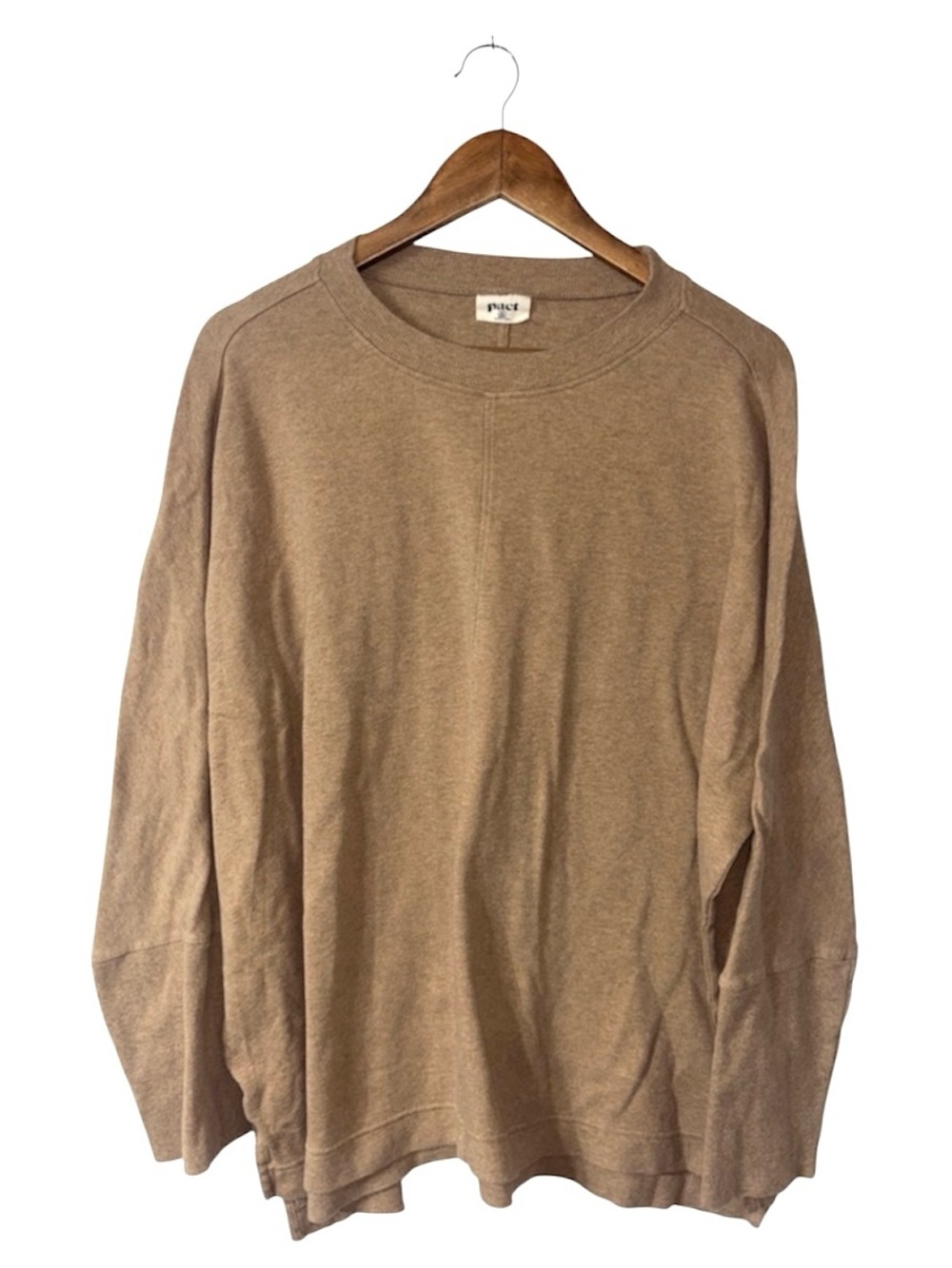 Pact Camel Tan Brown Crewneck Pullover Sweatshirt 100% Organic Cotton Size XL
